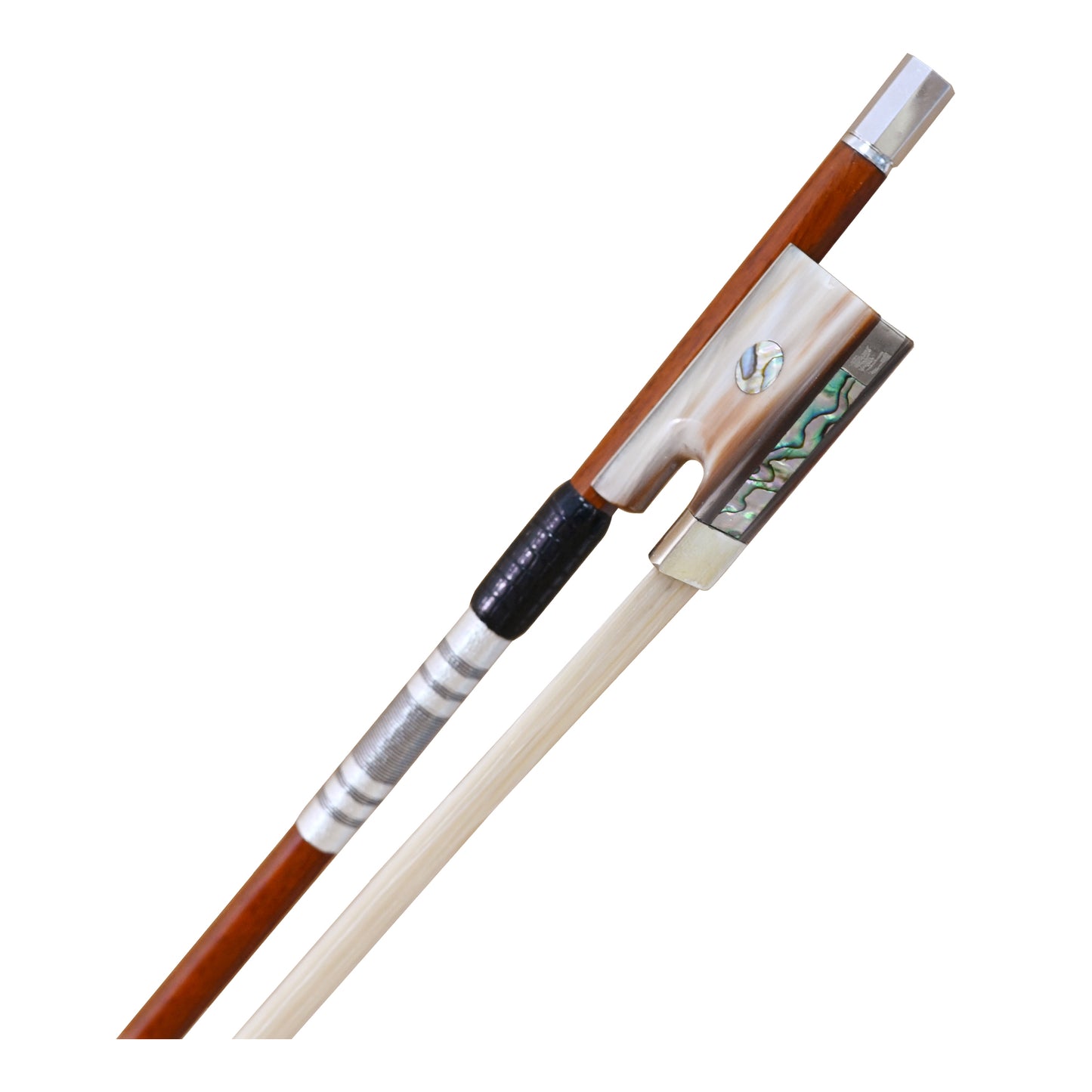 JYR 401V Pernambuco Nickel Mounted Ox Horn Frog Violin Bow