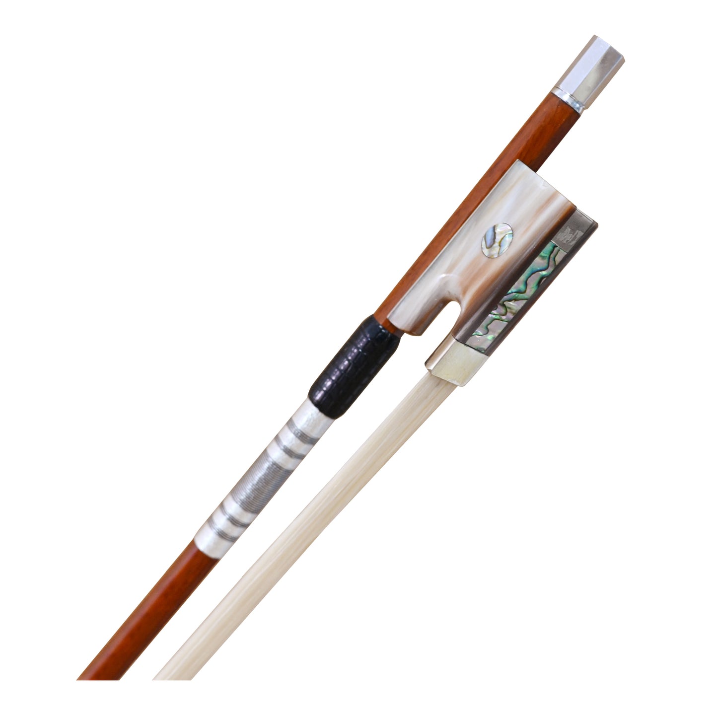 JYR 401V Pernambuco Nickel Mounted Ox Horn Frog Violin Bow