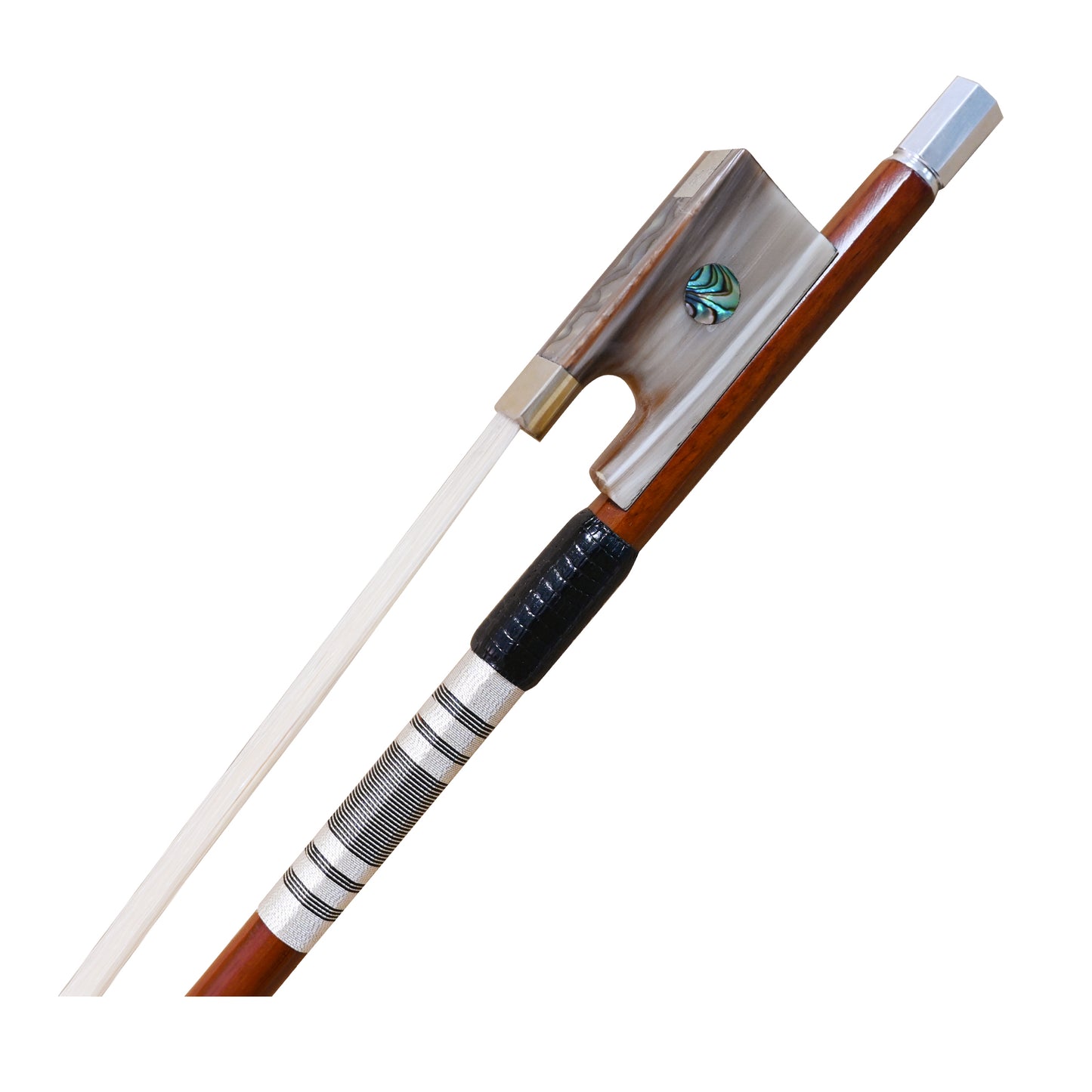 JYR 401V Pernambuco Nickel Mounted Ox Horn Frog Violin Bow