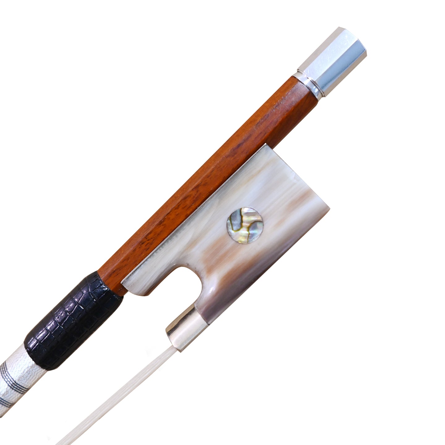 JYR 401V Pernambuco Nickel Mounted Ox Horn Frog Violin Bow