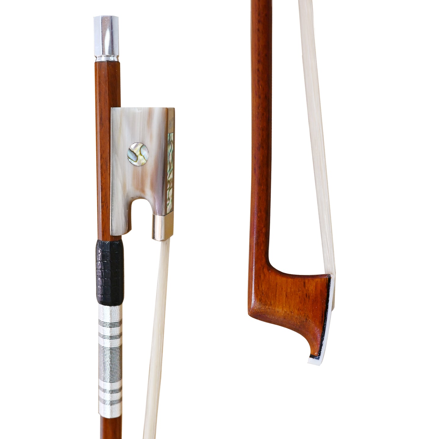 JYR 401V Pernambuco Nickel Mounted Ox Horn Frog Violin Bow